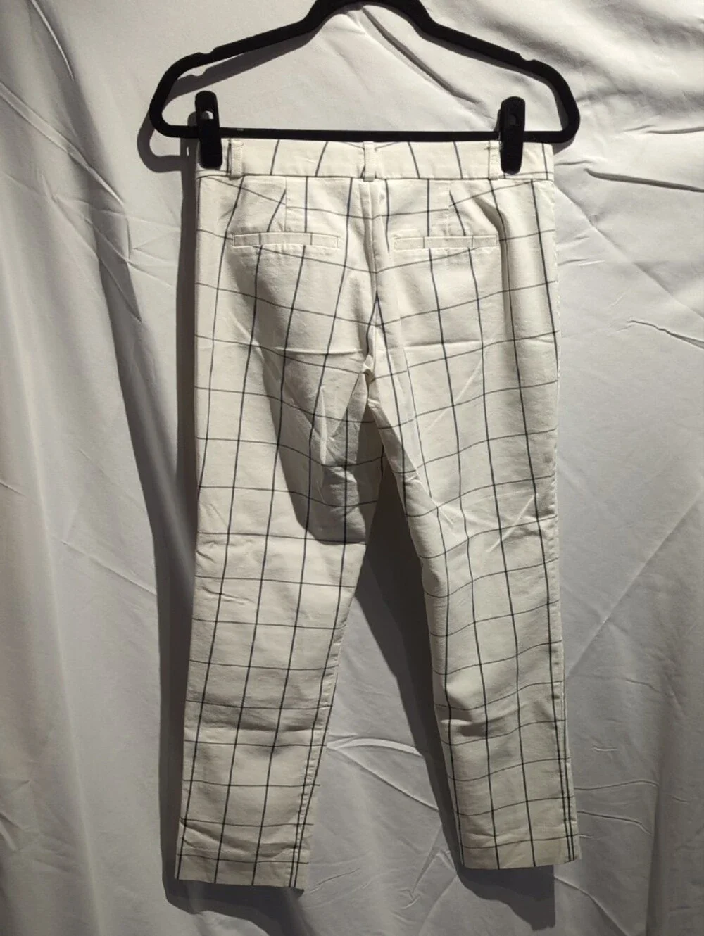 Banana Republic White Windowpane Chinos with Navy Grid